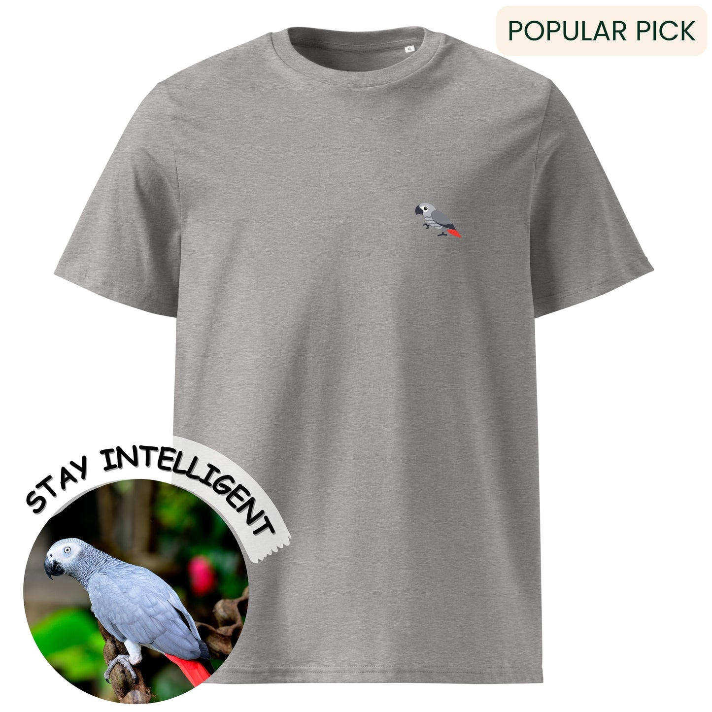 Intelligence Tee - African Grey Parrot
