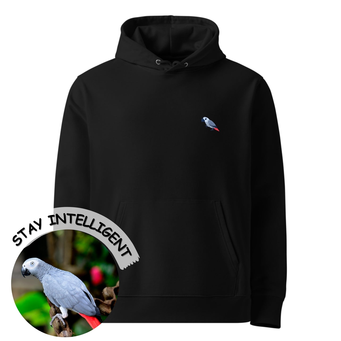 Intelligence Hoodie - African Grey Parrot